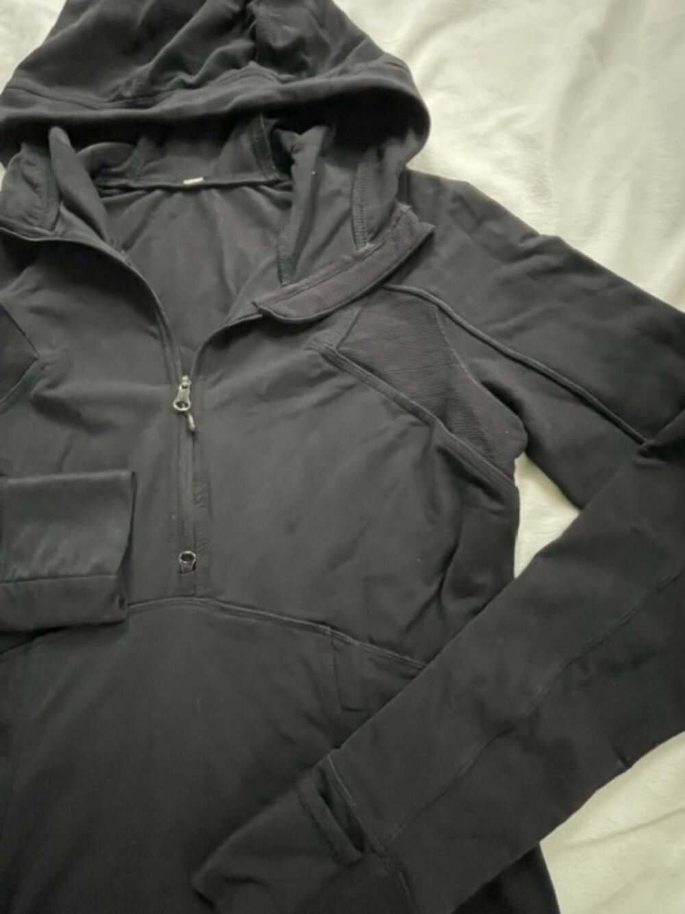 Lululemon Hooded Athletic Jacket Women's Pullover Half-Zip, Black, Size 8 - Picture 3 of 10